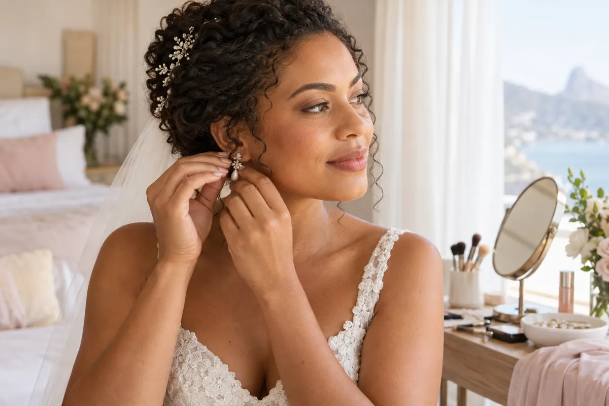 Noiva com maquiagem leve valorizando sua beleza natural