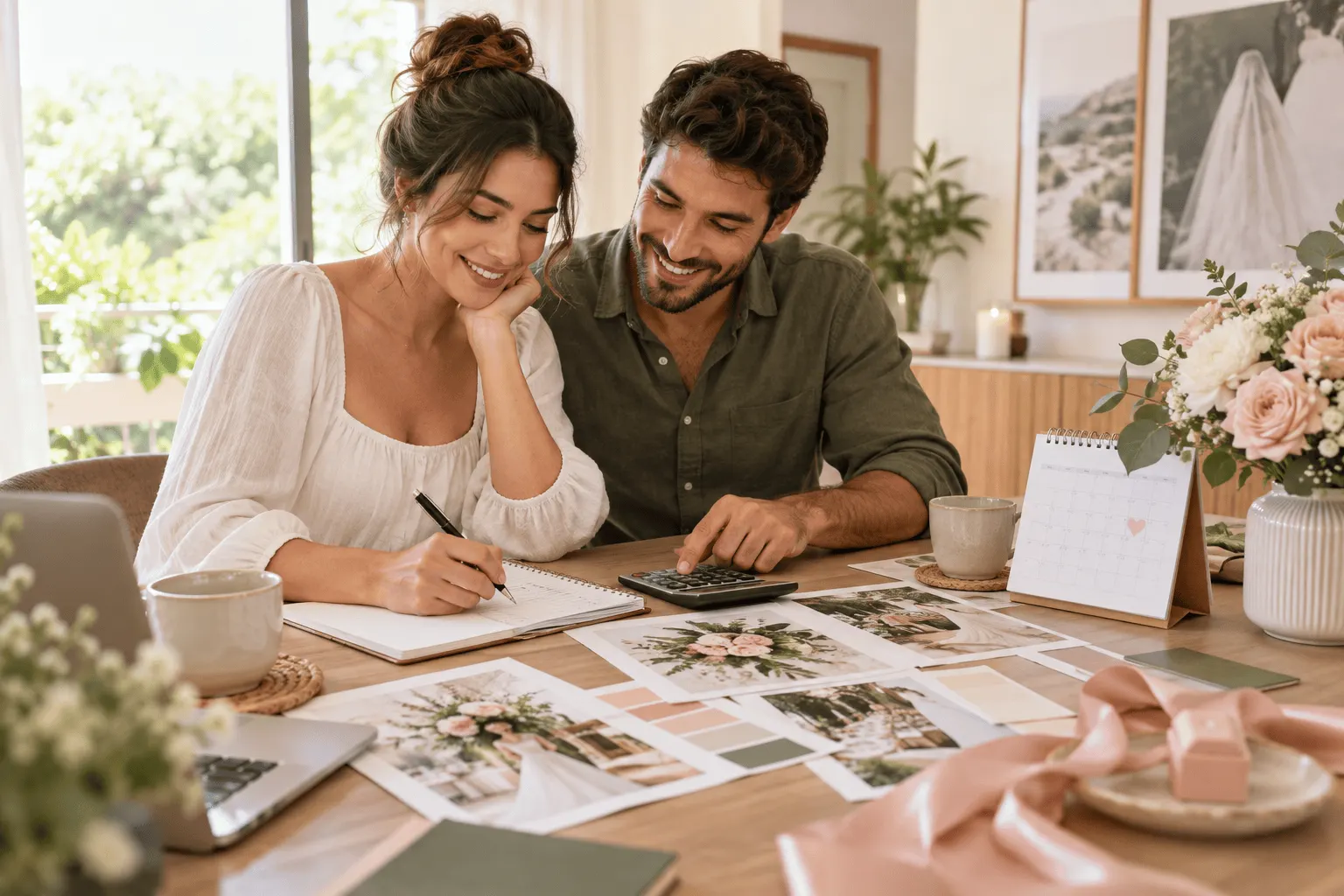 Casal organiza prioridades e orçamento do casamento em casa