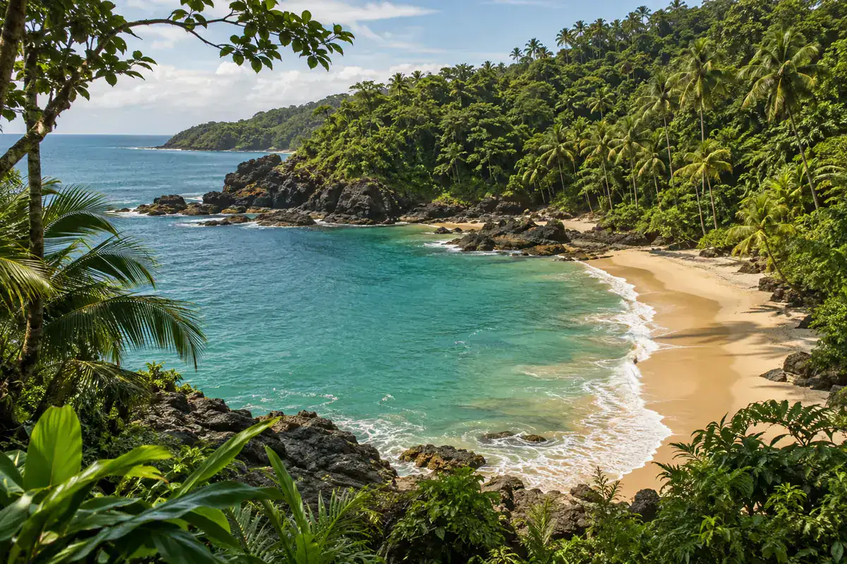 Enseada cercada pela Mata Atlântica em Itacaré